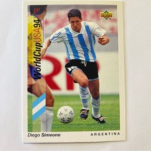 RARE DIEGO SIMEONE (El CHOLO) ROOKIE WORLD CUP CARD.  MINT!!!